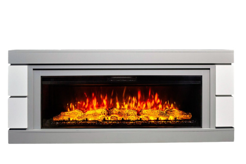 Каминокомплект ДЭНВЕР Серый камень/Белый с очагом Электроочаг JOKER/ДЖАСПЕР 52