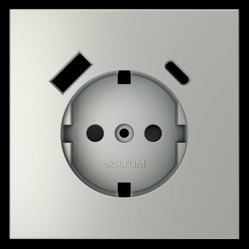 Накладка для розетки с заземлением и защитными шторками с USB A+C S70 (сталь) Voltum VLS001005 фото 2
