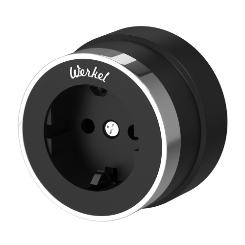 Розетка с заземлением Vintage черный матовый/хром W5871051 Розетка с заземлением Vintage черный матовый/хром W5871051