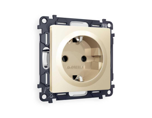 Комплект механизма электрической розетки AMBRELLA VOLT ALFA Шампань с/з на винтовых зажимах QUANT (AP6060, VM141) MA606010