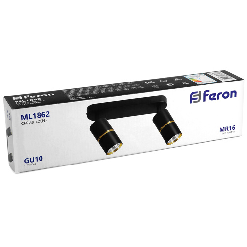 Светильник Feron ML1862 ZEN настенно-потолочный под лампу  GU10, чёрный, золото фото 5