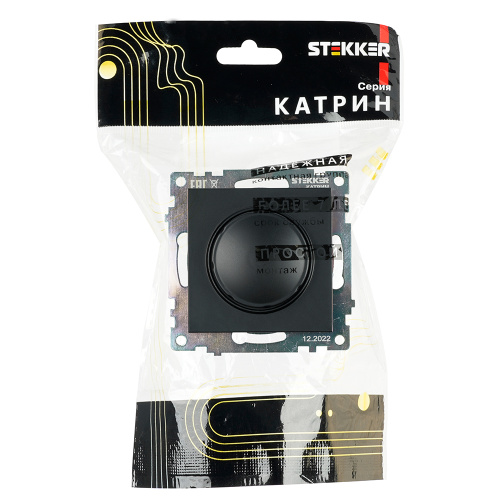 Выключатель диммирующий (механизм), STEKKER GLS10-7106-05, 250V, 500W, серия Катрин, черный фото 2