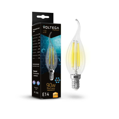 Лампа светодиодная Voltega E14 6W 3000K прозрачная 7220