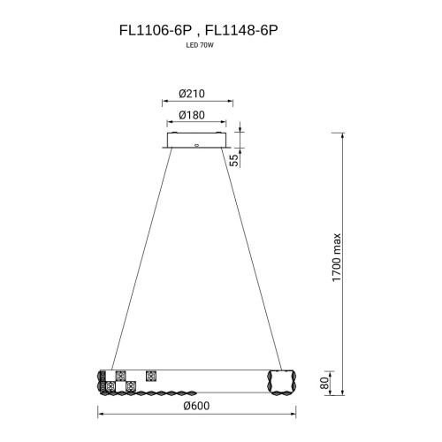 Люстра подвесная Elegance Gold FL1106-6P фото 2