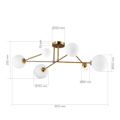 SLE2211-302-06 Светильник потолочный Латунь/Белый G9 LED 6*5W FANTINI фото 2
