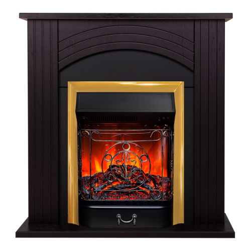 Электрокамин RealFlame Hanna STD DN орех с очагом Majestic Lux Brass