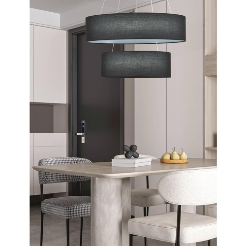 8373/55L LEDIO LN26 257 черный, металл/текстиль/силикон Люстра подвесная LED 55W 3000/4000/6000K 220V SAVA 8373/55L LEDIO LN26 257 черный, металл/текстиль/силикон Люстра подвесная LED 55W 3000/4000/6000K 220V SAVA