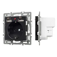 Механизм розетки с USB зарядкой SCT-MUAA-PL-BK (250V, 16A) Arlight 043734