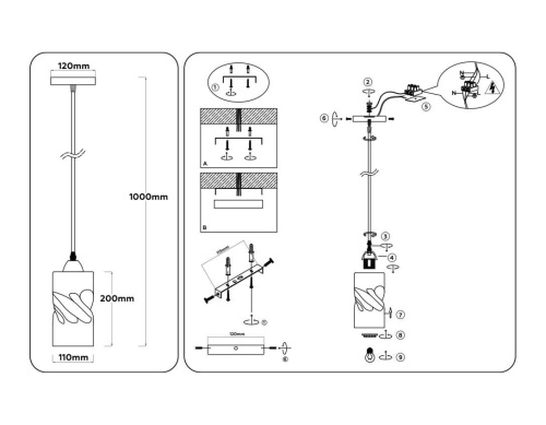 Светильник подвесной со стеклянным плафоном Ambrella light Traditional TR3413 фото 2