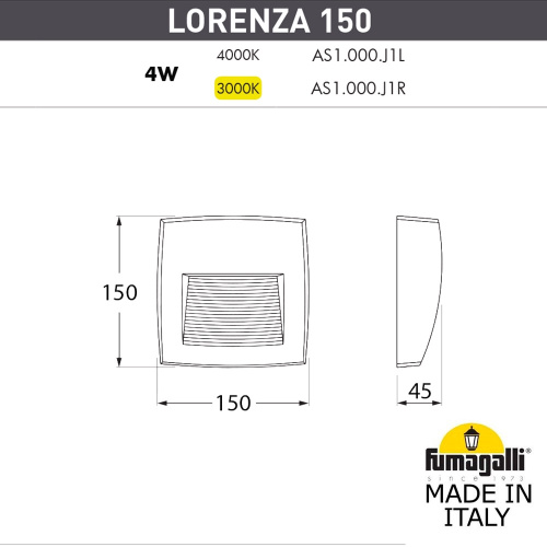 Светильник для подсветки лестниц накладной FUMAGALLI LORENZA 150 AS1.000.000.LXJ1L фото 2 Светильник для подсветки лестниц накладной FUMAGALLI LORENZA 150 AS1.000.000.LXJ1L фото 2