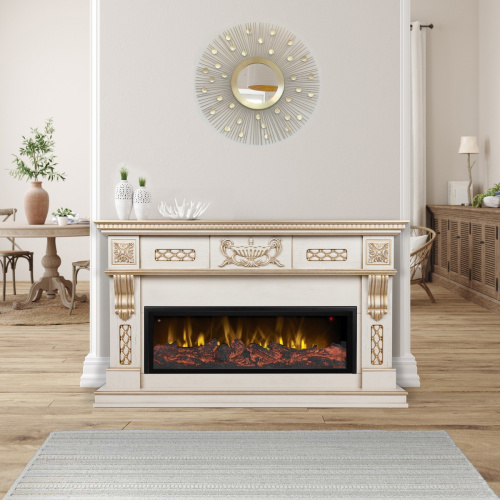 Каминокомплект CORSICA/МАЛАГА Бежевый дуб с золотой патиной с очагом Электроочаг BEVERLY-S MULTY/БЕВЕРЛИ МУЛЬТИКОЛОР фото 7