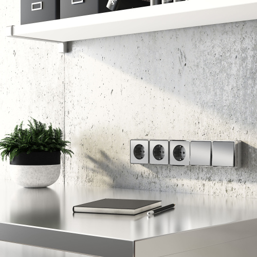 Розетка с заземлением Gallant серебряный W5071006 фото 4