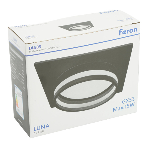 Светильник встраиваемый Feron DL503 LUNA потолочный GX53 черный квадрат фото 11