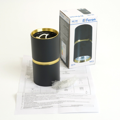 Светильник потолочный Feron ML186 Barrel ZEN MR16 GU10 35W 230V,  чёрный, золото фото 9