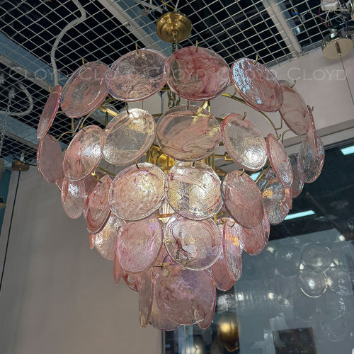 Люстра Cloyd LINZE-B C18 / Ø80 см - латунь - розов.стекло (арт.11677) фото 4