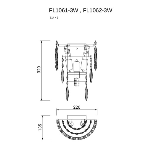 Бра The Empress Gold FL1061-3W фото 2 Бра The Empress Gold FL1061-3W фото 2