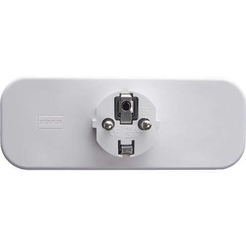 Разветвитель сетевой 3-местный с/з STEKKER ADP16-23-20, 250V, 16A, ABS пластик, белый фото 2
