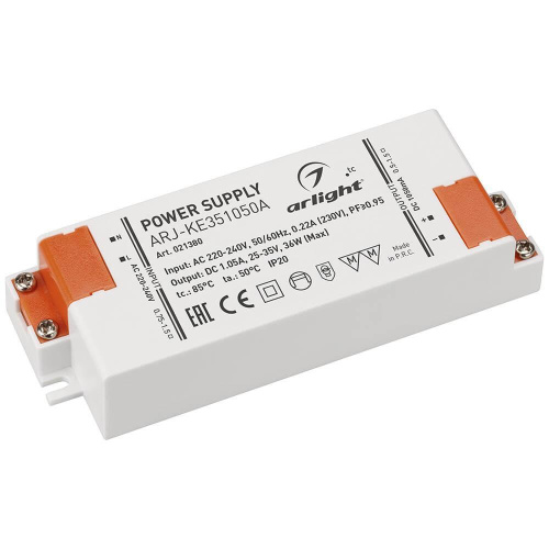 Драйвер Arlight ARJ-KE351050A 25-35V 36W IP20 1,05A 021380 Драйвер Arlight ARJ-KE351050A 25-35V 36W IP20 1,05A 021380