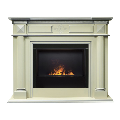 Каминокомплект WAGNER/ВАГНЕР Айс кашемир с серебряной патиной с очагом Электроочаг CASSETTE/КАССЕТА 630 С ДРОВАМИ