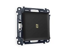 Комплект механизма 1-кл проходного выключателя AMBRELLA VOLT с подсветкой 3200K ALFA Черный матовый QUANT (AP8020, VM105, G22Y) MA802030