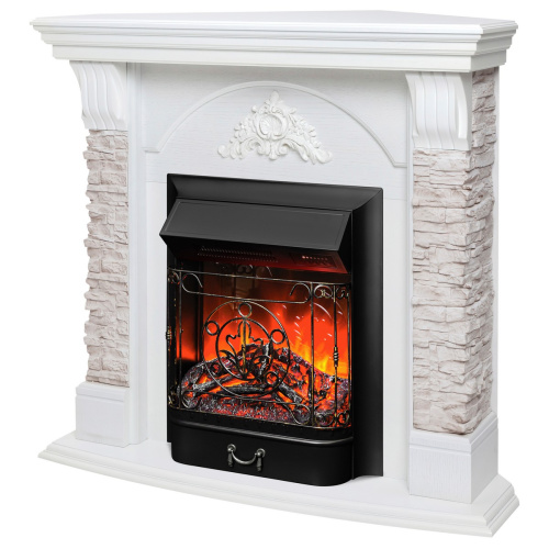 Каминокомплект ATHENA CORNER/АТЛАНТА УГЛ. GR Белый дуб с очагом Электроочаг MAJESTIC LUX RC/МАДЖЕСТИК С ПУЛЬТОМ фото 2