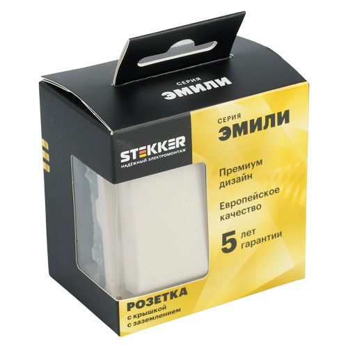 Розетка 1-местная с крышкой с защ. штор, STEKKER, с/з, IP42, 250В, 16А, серия Эмили, RST16-5112-08, кашемир, soft touch фото 2