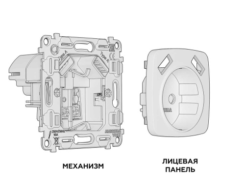 Комплект механизма электрической розетки Ambrella Volt OMEGA Белый глянец 2USB A+A 18W (быстрая зарядка) с/з QUANT (OP1090, VM155) MO109010 фото 7