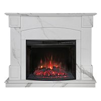 Каминокомплект CAROLINA/БОСТОН Мрамор белый с очагом Электроочаг EVRIKA 25.5