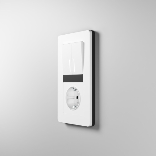 Рамка из поликарбоната на 2 поста Split белый/черный, soft-touch W0023068 фото 2