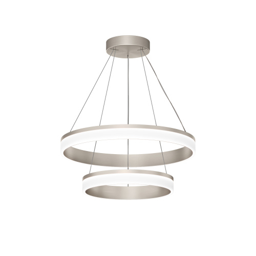 Подвесной светильник RING, ?600+400 мм, LED, 63Вт, 4000К, алюминий+акрил, сатин. никель фото 2