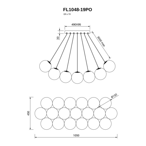 Подвесная люстра Unity FL1048-19PO фото 6 Подвесная люстра Unity FL1048-19PO фото 6