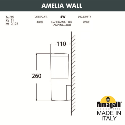 Fumagalli Светильник уличный настенный FUMAGALLI AMELIA WALL DR2.570.000.LYE27 фото 3 Fumagalli Светильник уличный настенный FUMAGALLI AMELIA WALL DR2.570.000.LYE27 фото 3