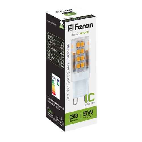Лампа светодиодная Feron LB-432 G9 5W 175-265V 4000K фото 4