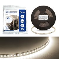 Светодиодная лента Feron LS520 стабилизированная, 120SMD(2835)/м 11Вт/м 24V 20000*10*1.22мм 4000К IP20