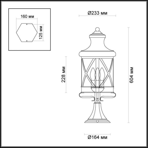 4045/3B NATURE ODL18 701 черный/зол.патина Уличный светильник на столб IP44 E14 3*60W 220V SATION фото 3 4045/3B NATURE ODL18 701 черный/зол.патина Уличный светильник на столб IP44 E14 3*60W 220V SATION фото 3