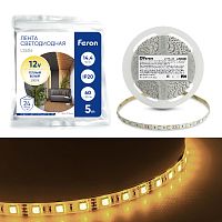 Светодиодная LED лента Feron LS606, 60SMD(5050)/m 14.4W/m 12V 5m 3000К