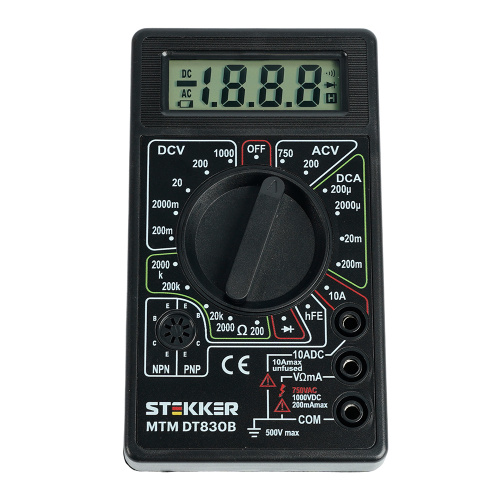 MTM DT830B Мультиметр цифровой, портативный,1999 отсчетов, батарея крона, ручная регулировка, черный, TM STEKKER фото 4