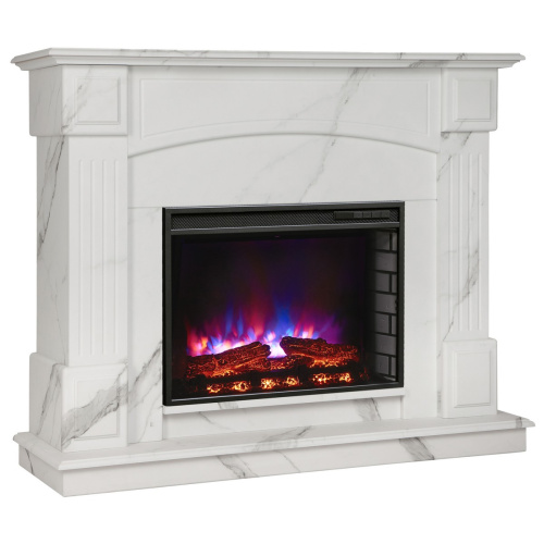 Каминокомплект CAROLINA/БОСТОН Мрамор Каррара с очагом Электроочаг RICH/РИЧ 25.5 фото 2