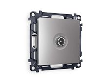 Комплект механизма TV розетки проходной AMBRELLA VOLT ALFA Сталь матовый 5-1000 MHz 4dB QUANT (AP5130, VM211) MA513030