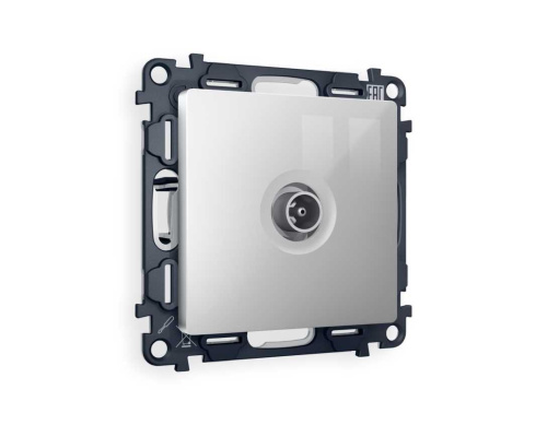 Комплект механизма TV розетки проходной AMBRELLA VOLT ALFA Серебро глянец 5-1000 MHz 4dB QUANT (AP4130, VM211) MA413030