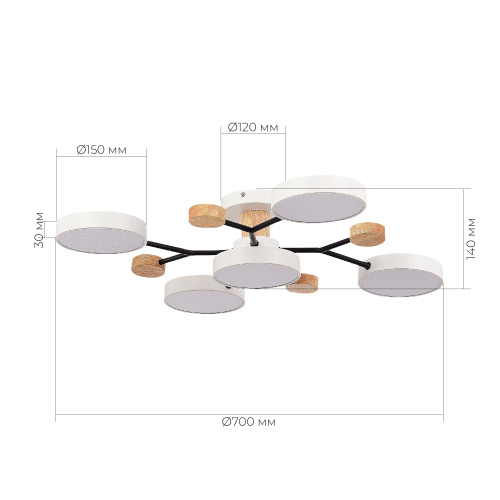 SLE6006-502-05 Светильник потолочный Белый/Белый LED 5*12W 3000K/4500K/6000K FAEMA фото 2