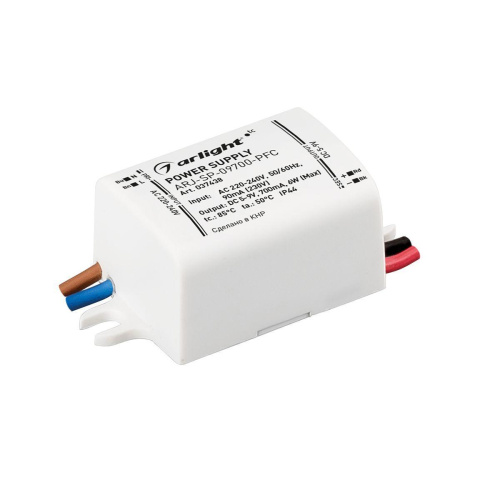 Драйвер Arlight ARJ-SP-09700-PFC 5-9V 6W IP44 0,7A 037438 Драйвер Arlight ARJ-SP-09700-PFC 5-9V 6W IP44 0,7A 037438