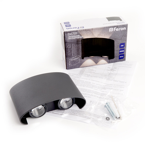 Светильник уличный светодиодный Feron DH701, 4*1W, 300Lm, 3000K, черный фото 6