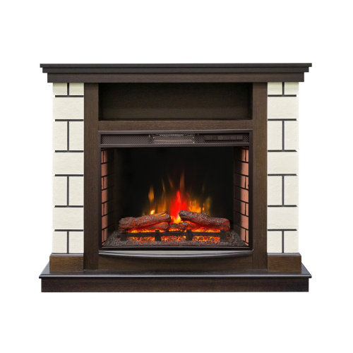 Каминокомплект SALERNO Античный дуб с очагом Электроочаг SPARTA 25.5