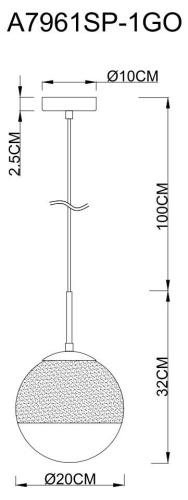 Подвесной светильник Arte Lamp Jupiter Gold A7961SP-1GO фото 3