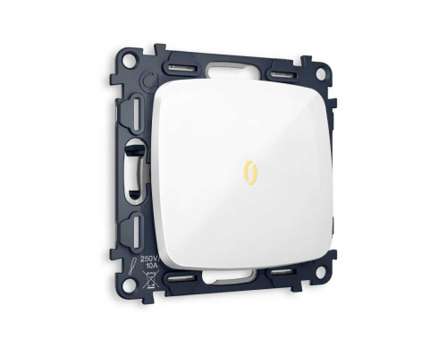 Комплект механизма 1-клавишного выключателя с подсветкой 3200K OMEGA Белый глянец 10A-250V QUANT (OP1020, VM101, G11Y) MО102010