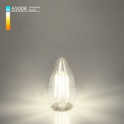 Филаментная светодиодная лампа "Свеча" C35 9W 6500K E27 прозрачная BLE2759