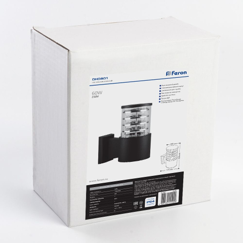 Светильник садово-парковый Feron DH0801, на стену вверх,  E27 230V, серый фото 4