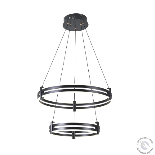 Люстра подвесная каскадная черная LED 125Вт D60+40см Zortes DUBLE-R ZRS.30514.09