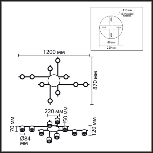 8304/10C COMFI LN26 238 золотой/черный, металл/акрил Светильник потолочный GX53 LED 10*7W 220V BENUA фото 2 8304/10C COMFI LN26 238 золотой/черный, металл/акрил Светильник потолочный GX53 LED 10*7W 220V BENUA фото 2